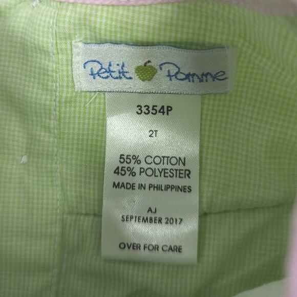 Petit Ami Dress Girls Size 2T Green Gingham Smocked Bunny Flutter Boutique - Picture 4 of 5